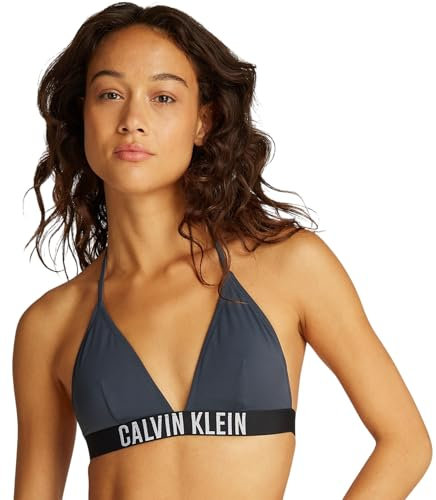 Calvin Klein Damen Bikini Oberteil Triangel Neckholder, Blau (India Ink), S