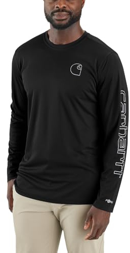 Carhartt Men's Force Sun Defender™ Lightweight Long-Sleeve Logo Graphic T-Shirt, Black, Large
