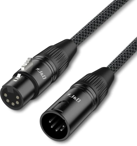 J&D Cavo DMX XLR 5 Pin Maschio a Femmina, Cavo DMX512 per Illuminazione da Palco con Guaina Intrecciata Resistente all’Usura, Blu, 1,5 m