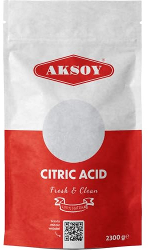 Aksoy Citric Acid Food Grade Powder 2300gr || Non-GMO, Anhydrous, Make Your Own BathBomb, No Additives, Sour Drinks, Household Cleaning (Packaging May Vary)