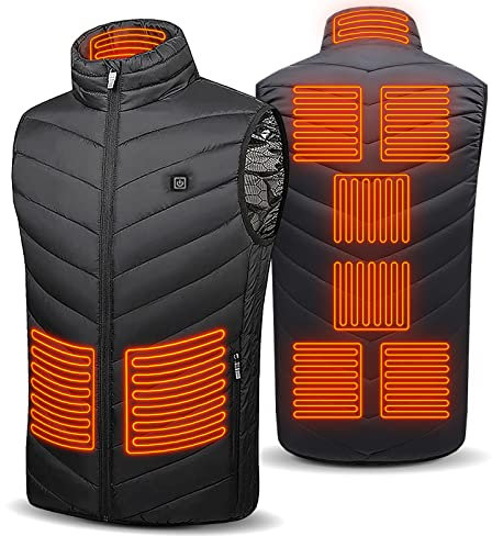 Veste Chauffante Homme Femme, Gilet Chauffant Electrique USB, Doudoune Chauffante Hiver Impermeable Lavable, Vetement Chauffant 3 Niveaux de Réglages Chauffage pour Moto Pêche Chasse Camping (M)