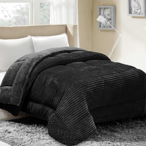 SAMPUR - Couette Coton Club | Reversible : Velours cotelé et Tissu Soyeux | Chaleur et Douceur | déale en Plaid (Gris, 220x240 cm)