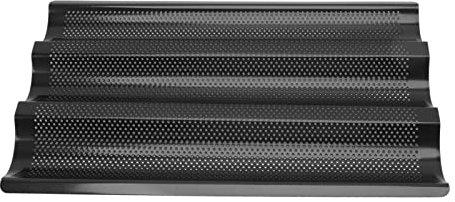 Grcfumo Teglia da forno per pane francese, vassoio per baguette per pane francese, teglia per baguette perforata per panini baguette domestici