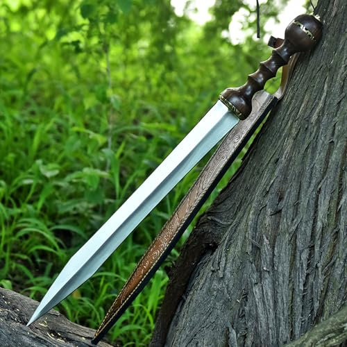 Römisches Gladiusschwert, 28-Zoll-Schlachtfeld-Replika, Wikinger-Cosplay, voller ERL, mit Scheide, handgefertigt, Doppelschneide, handgefertigter Scharfer Doppelklingenjäger