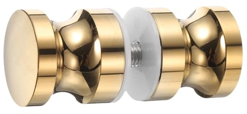 sourcing map Glass Door Handles, Round Sliding Shower Doors Knob Single Side Pull Handles with Screw Hardware Replacement Parts for 6-18mm Bathroom Glass Door(Gold)