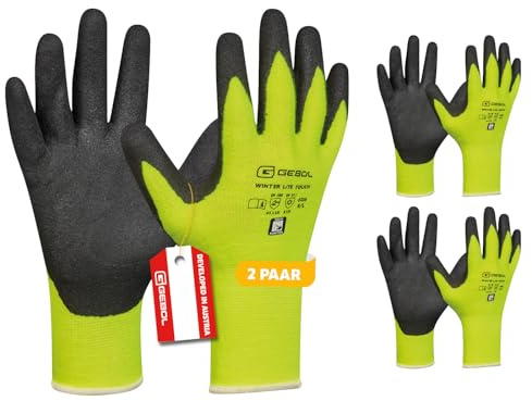 Gebol - Winter Lite Touch, vinterarbetshandskar med perfekt passform, monteringshandske för kalla temperaturer, säkert grepp, innehåll: 2 par multipack, storlek XXL (storlek 11), färg: gul/svart