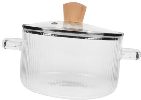 SECFOU Pentola in Ergonomica Con Doppio Manico Pentola in Borosilicato Per La Visibilità Del Cibo