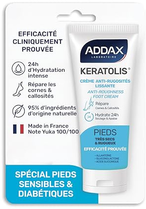 ADDAX KERATOLIS® – Crème anti-rugosités lissante – PIEDS 50 ML – Urée 15% – Talons fendillés, callosités, peaux épaissies