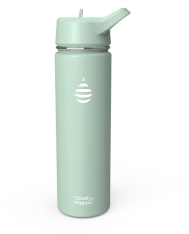 Clearly Filtered Water Bottle | Removes 220+ Contaminants, Double-Wall Insulated Stainless Steel, BPA/BPS Free, Phthalate Free, Filters Flouride Lead Chlorine (20oz, Mint)