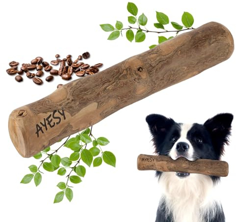 AYESY Bâton à mâcher en Bois de café pour Chien, Taille L Bâton Mastication Chien Naturel Jouet Cadeaux pour Chiens Jusqu'à 16-25kg Jouet d´Occupation Résistant et Sûr