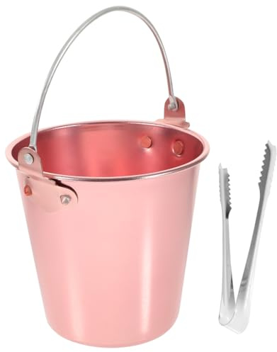 VICASKY Secchiello del Ghiaccio in Lega di Alluminio 1,25l con Pinze Rosa Rame per Bar e Feste, Contenitore Vino con Maniglie Trasporto per Ristoranti, Hotel e Ktv