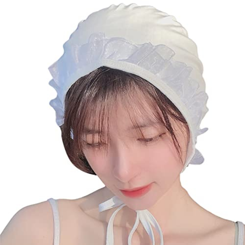 Haodream Gorro de natación con volantes, lindo para bañarse para cabello rizado, corto, largo medio, gorros de ducha de baño, mantener el peinado inalterado, gorros de baño impermeables para hombres