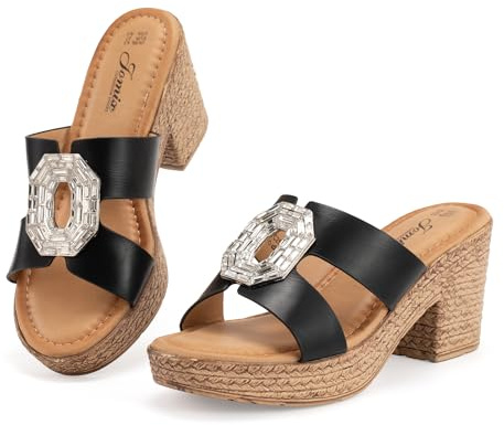CLEIKS Sandali Gioiello Donna Estivi Eleganti con Tacco Antiscivolo Scarpe Estive da Donna per Passeggiate (Nero, 36 EU, WWC250250-1)