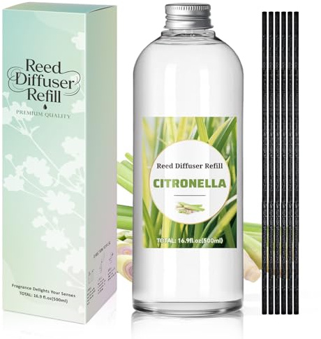 SCENTORINI Difusor De Fragancia para Habitación Citronela 500ML Recambio De Aceite Esencia, Ambientadores De Hogar Fragancia Duradera para El Hogar, Baño y Decoración De Habitación
