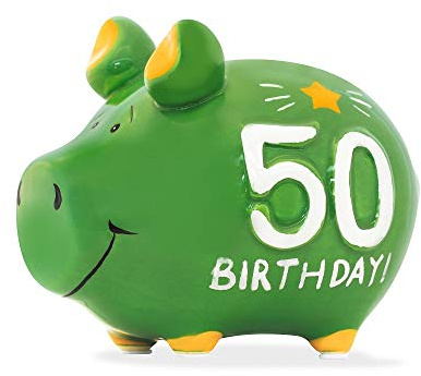 KCG Keramik Sparschwein ca. 12.5cm x 9cmGeburtstag 50 Jahreszahl