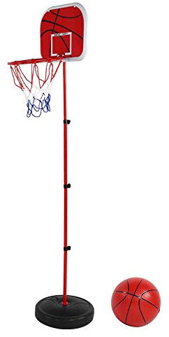 Basketballständer Set, Kinder Basketballkorb Kit Rückwand mit Sockel, Eisenstange, Basketball, Reifen und Netz, Pumpe Basketballkorb Verstellbar für Indoor Outdoor