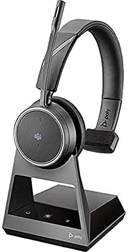 Plantronics – Voyager 4210 Office Headset (Poly) – Mono Bluetooth-Kopfhörer mit Bügel-Mikrofon, Noise-Cancelling & Ladestation USB-A, Anschluss an PC, Mac, Mobil-/Festnetztelefon, Teams (zertifiziert)