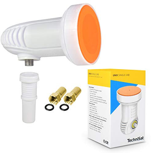 TechniSat Single LNB for 1 Subscriber TV Receiver Direct Connection with Weather Protection Unix Digital UHD 4K Ultra HD Full HDTV + 2 F-Connectors