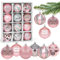 Weihnachtskugeln Rosa, Christbaumkugeln Kunststoff 6cm, Rosa Weihnachtsbaumkugeln Groß, 12 Stücke Weihnachtsbaum Kugeln Set