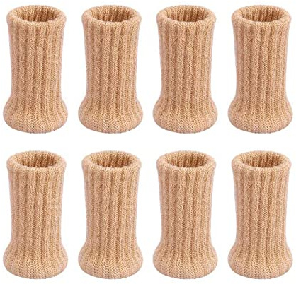 lurora2021 Lot de 8 Chaise Chaussettes Antidérapantes Chaussettes de Meubles en Tricot Chaussette Chaise Chaussettes de Chaise élastiques pour Table, Canapé, Évite Les Rayures Et Le Bruit (Beige)
