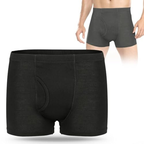 Carer Inkontinenz Pants Männer, Herren-Boxershorts für Inkontinenz mit saugfähigem Pad 300 ml Urinkapazität Baumwolle Waschbar Inkontinenz Unterwäsche für Männer Schwarz L-Größe