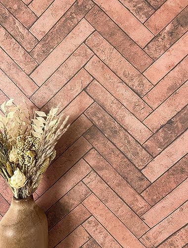 Newroom Tapete Rot Vliestapete Ziegelstein - Steintapete Modern Rost Klinker Fischgräten Steinoptik 3D Optik Backstein Fischgrätenmuster inkl. Tapezier-Ratgeber