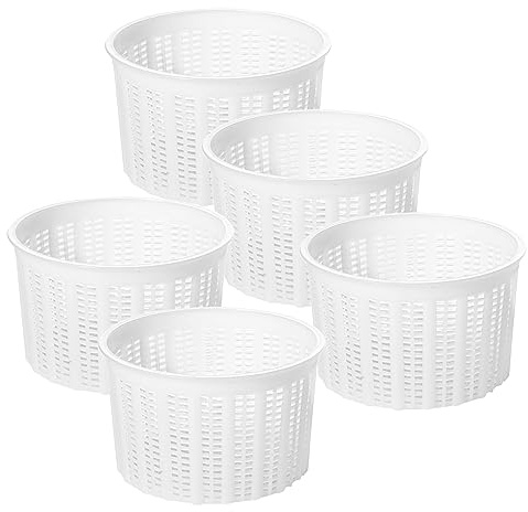 5 x Molde para Queso 11 x 9,5 cm - Cesta de Plástico para Ricotta Queso Fresco y Elaboración Artesanal
