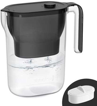 Waterdrop PT-05BL-L Water Filter Pitcher, 7-Cup, NSF Certified, Black