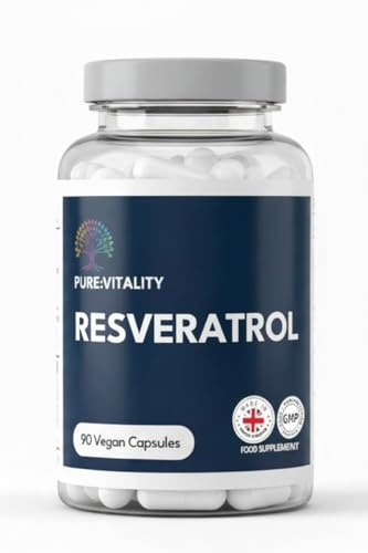Pure Vitality: Trans-Resveratrol 99% - 500mg - 90 Vegan Capsules - GMP HACCP Certified