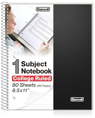 Dunwell 1-Subject Notebook 8.5x11, College Ruled, 160 Pages, 3-Hole Punched