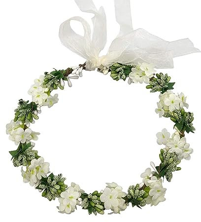 Xinlon Fascia per Capelli con Corona di Flori, Ghirlanda Floreale Boho, Sposa Fiore Ghirlanda Fascia, con Nastro Regolabile, per Cerimonia Nuziale, Fresco e Bello (Verde)