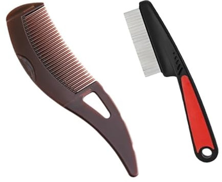 GIONAR 2 pcs Schuppenkamm, Nissenkamm Extra Fein Kinder, Schuppen Kamm mit 1pcs Läusekamm Geeignet für Katzen, Dandruff-Kamm, Haarpflegezubehör