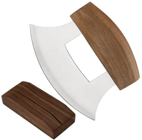 Mezzaluna-Schneider, Alaska-Pizzaschneider | Coltello Bianco Con Lama In Acciaio Inossidabile, Ciclista Ergonomico Manico-ulu, Taglierina Da Cucina Professionale Per Erbe, Insalata, Coltello A Mezzalu