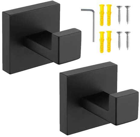 zzmikiteck Gancio per accappatoio, nero opaco, in acciaio inox SUS 304, ganci da parete per bagno, cucina, asciugamani, accappatoi, armadi, spugne, per bagno e hotel