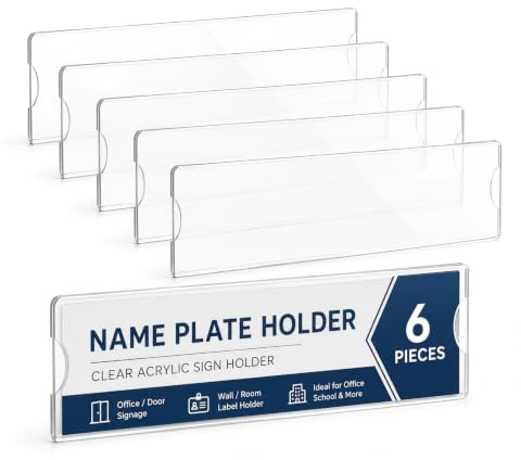 Gadpiparty 6 soportes para placa de identificación de oficina, letreros de puerta de oficina, marco extraíble, fundas de tarjetas de índice, placas de letrero de puerta personalizadas, soporte de