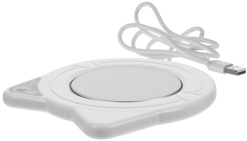 Mikinona 1 Set Sottobicchiere termostatico bevanda tazza riscaldata se stesso pastiglie più caldo scaldatazze Coppa calda per tazza USB Acciaio inossidabile bianca