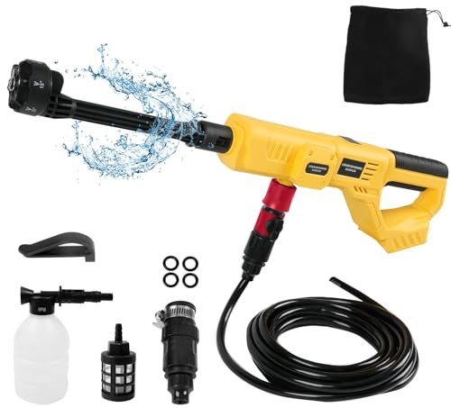 Limpiador de alta presión con batería 6 en 1, compatible con batería Dewalt de 18 V, 1000 PSI, pistola de limpieza a presión portátil para coches, ventanas, césped, jardines, piscinas, pantalones de 5