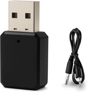 Adaptateur USB Bluetooth, Adaptateur Bluetooth 5.1, Récepteur Bluetooth avec Câble Audio 3,5mm, Clé Bluetooth USB Plug and Play, Mode AUX/USB Double Sortie pour Haut Parleurs
