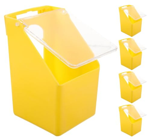 Yardwe 5 pezzi di mangiatoia per piccioni in plastica sospesa - Scatola di alimentazione con foro singolo montata sulla gabbia con coperchio per parrocchetti, quaglie, pollame - Contenitore per cibo e