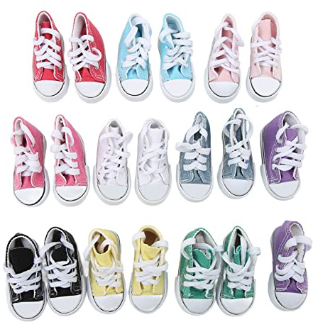 10 pares de zapatos de lona para muñecas, zapatillas antideslizantes de colores surtidos, 3,0 pulgadas de largo para Cosplay DIY