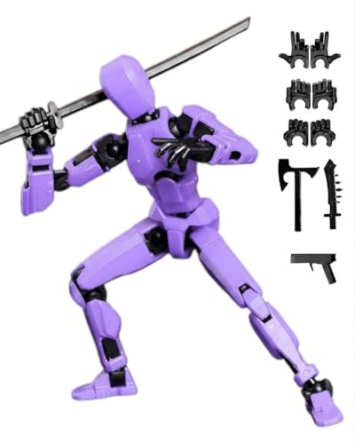 JEXOWIQ T13 Action Figure Set, T13 Toy Robot Multi-giunto stampato in 3D, 13 Figura d'azione, decorazioni desktop per gli amanti del gioco giocattoli, t13 action figure(Viola)