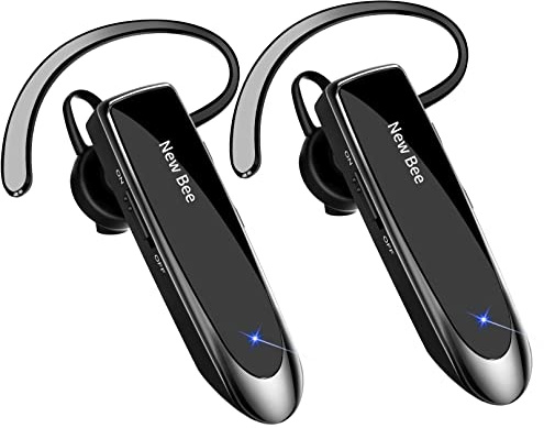 [2 Pack] Bluetooth Earpiece Wireless Handsfree Headset V5.0 24 Hrs Driving with Mic 60 Days Standby Bluetooth Headset for iPhone Android Samsung Driver