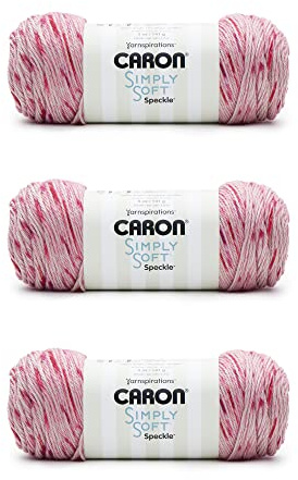 Caron Simply Soft Lipstick Speckle Yarn - 3 Pack of 141g/5oz - Acrylic - 4 Medium (Worsted) - 235 Yards - Knitting/Crochet