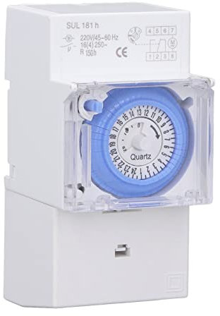 Risegun Temporizador Analogico, Temporizador mecánico de 24 Horas, Reloj Programador Piscina, Interruptor de Tiempo de programable a Prueba de Agua para Exteriores AC230V