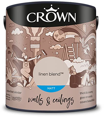 CROWN 2.5L Breatheasy MATT Emulsion Paint for Walls & Ceilings - LINEN BLEND