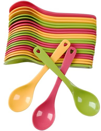 24 Stück Eierlöffel Plastikl,Plastiklöffel Klein,Frühstückslöffel,Strapazierfähiger Bunt Länge Kunststoff Löffel,Dessertlöffel Küche Tee Löffel Cocktaillöffel Joghurtlöffel