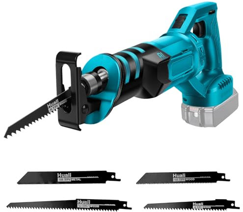 Scie sabre sans fil compatible avec Makita 18V batterie, Scie Électrique avec 4 lames, Scies égoïnes portable sans fil pour métal, bois, tuyaux en PVC, l'élagage des arbres (Moteur sans balais)