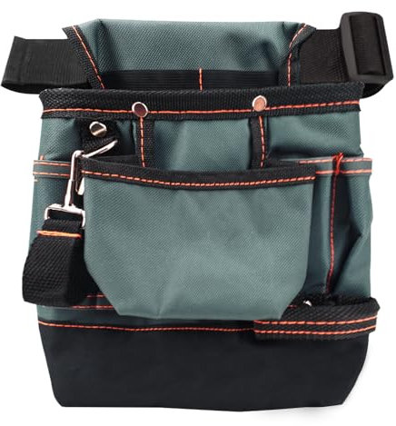 LELE LIFE Ceinture à outils pour électricien - 7 poches - Sac à outils de travail renforcé pour homme avec clip de ceinture - Ceinture utilitaire réglable pour charpentier, construction, jardinage