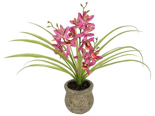 Fleur Artificielle Papillon orchidée avec Pot en céramique 39 cm avec Feuilles et Racines aériennes Fleur Artificielle Phalaenopsis Plante Artificielle Décoration de Mariage Fleur en Soie Fleur Real