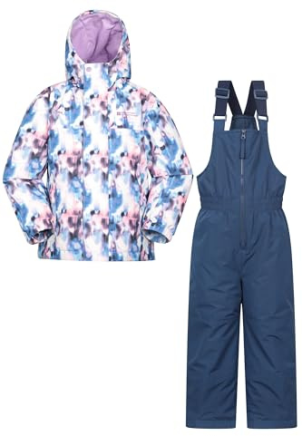 Mountain Warehouse Polar Zone Kids Jacket & Salopette Snow Set - Fleeced Lined Ski Set with Pockets, Boys & Girls - Winter Skiing, Sports & Outdoors Purple Kids Size 11-12 Years
